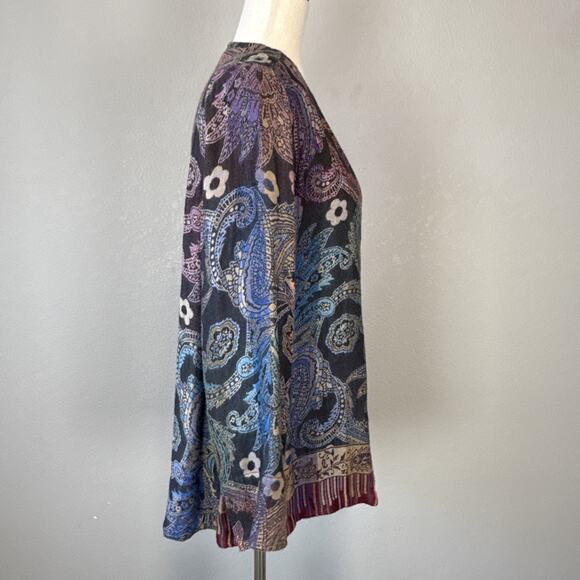 Soft Surroundings Paloma Pashmina Paisley Jacket Size M Boho Western Multicolor - Picture 7 of 9